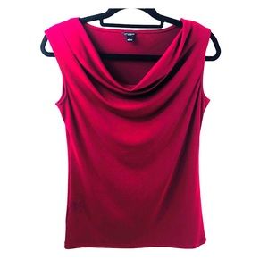 Ann Taylor sleeveless drape neck wine blouse